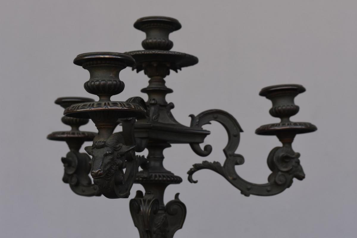 Pair Of Candelabra After A Model Of André Charles Boulle Ep XIXth-photo-3