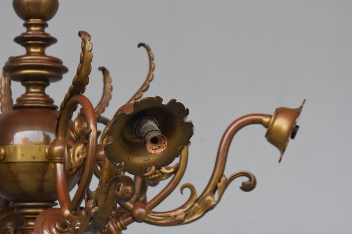 Exceptional Dutch Bronze Chandelier-photo-3