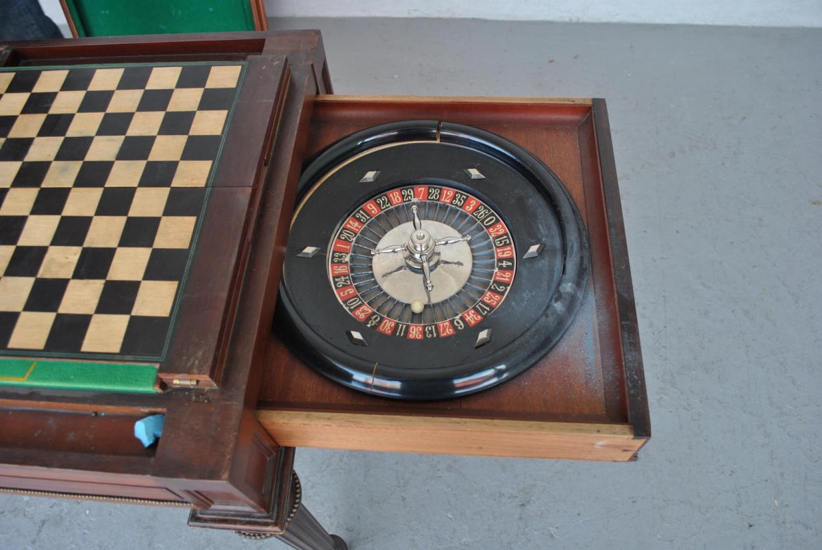 Table Billiard And Roulette Style Louis XVI Mahogany Nineteenth-photo-2