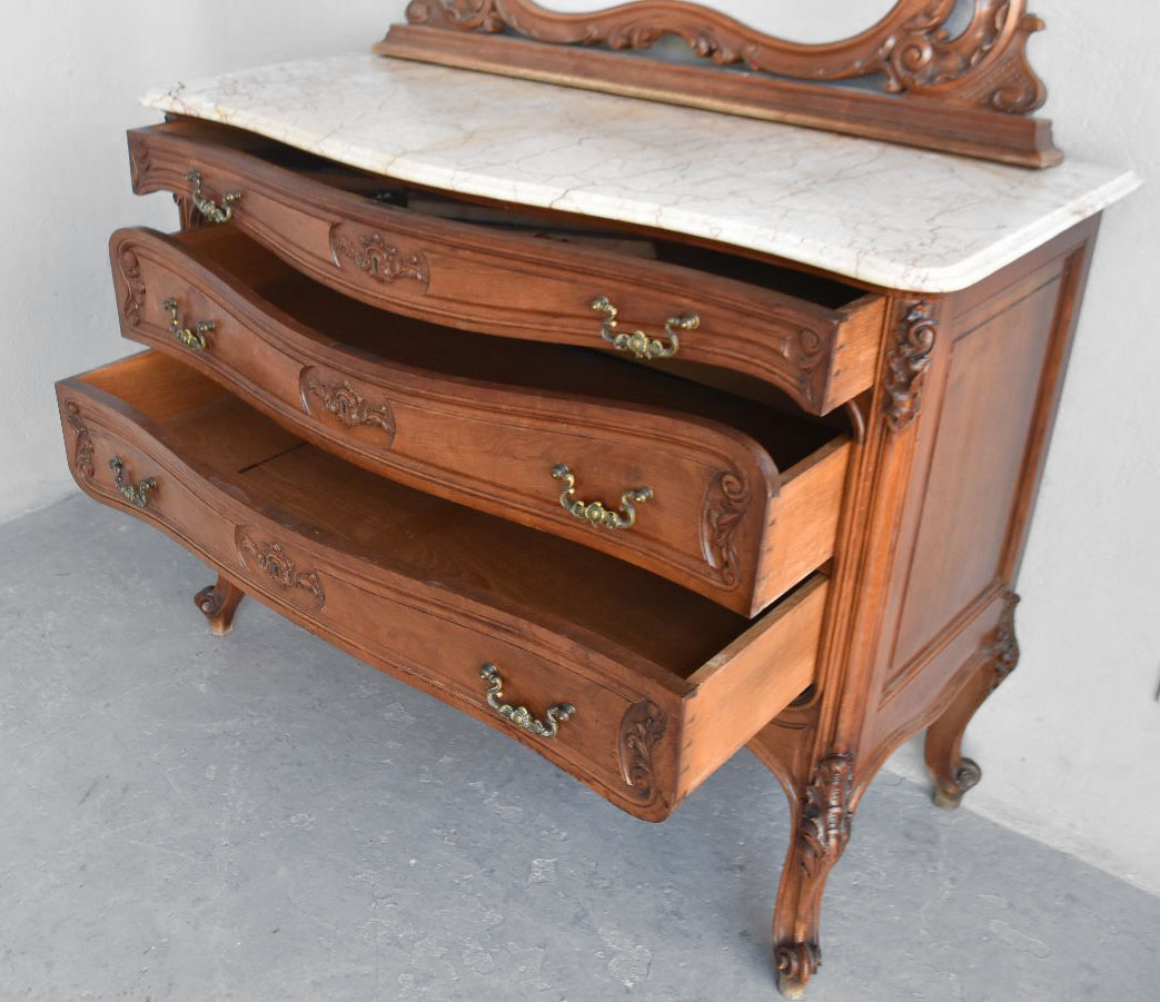 Dresser Walnut Dresser In Louis XV Style Top Marble Breche Late Nineteenth-photo-1