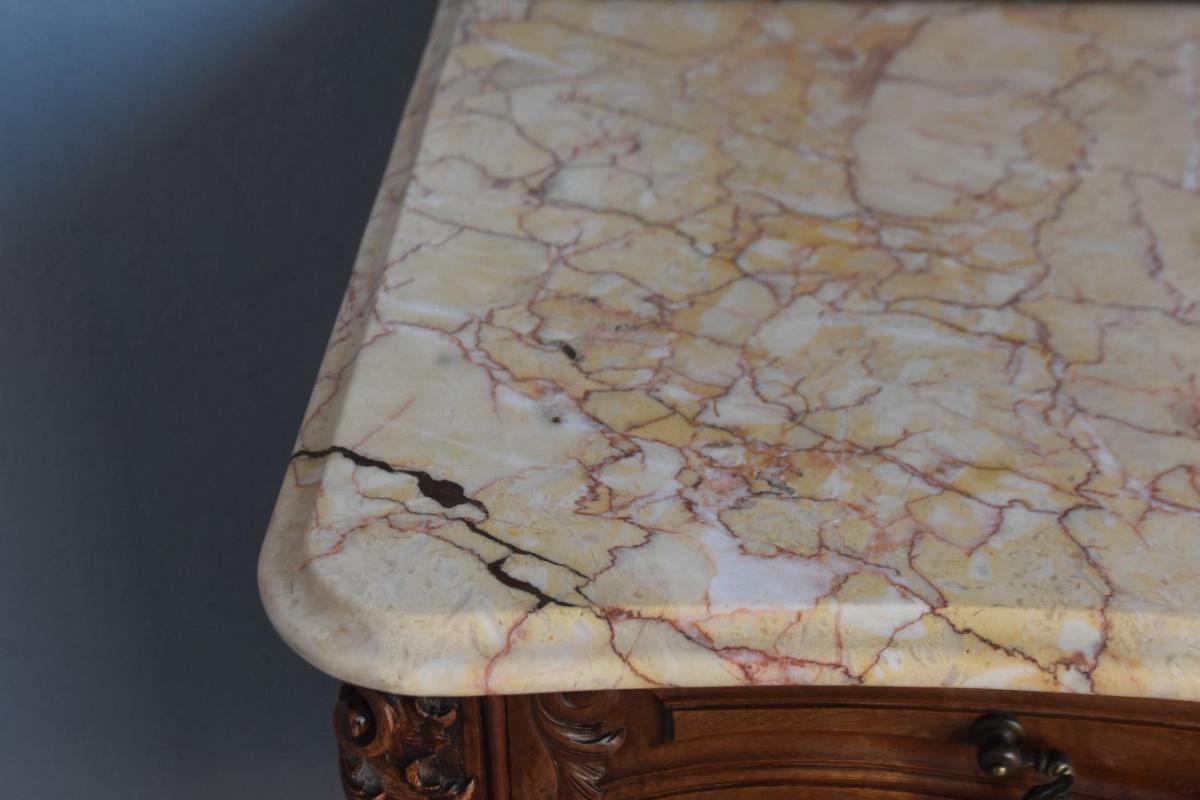 Dresser Walnut Dresser In Louis XV Style Top Marble Breche Late Nineteenth-photo-3