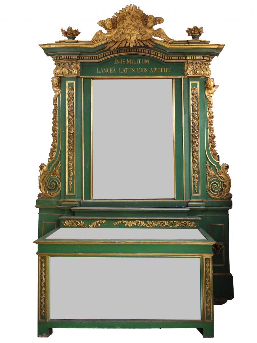 Altar XVIIIth Lacquered Wood Golden Baroque