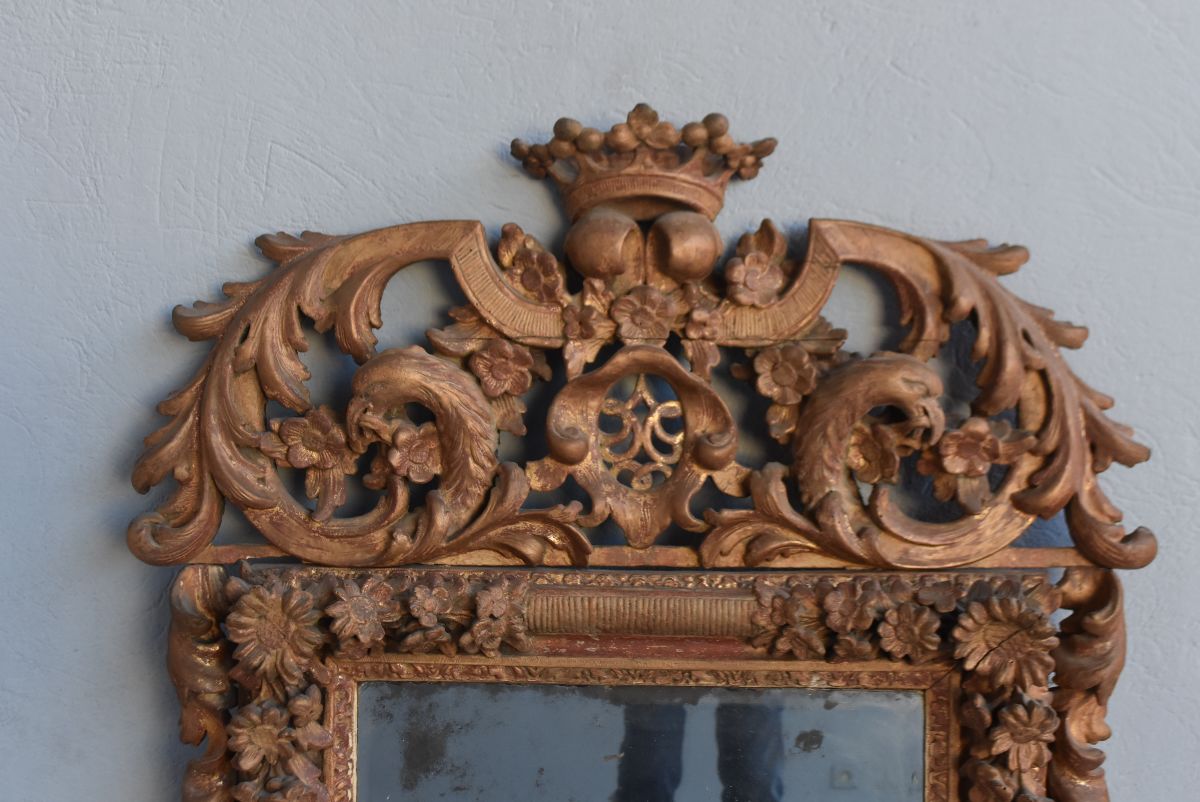 Miroir Louis XIV En Bois Sculpté Et Doré époque XVIIIème-photo-2