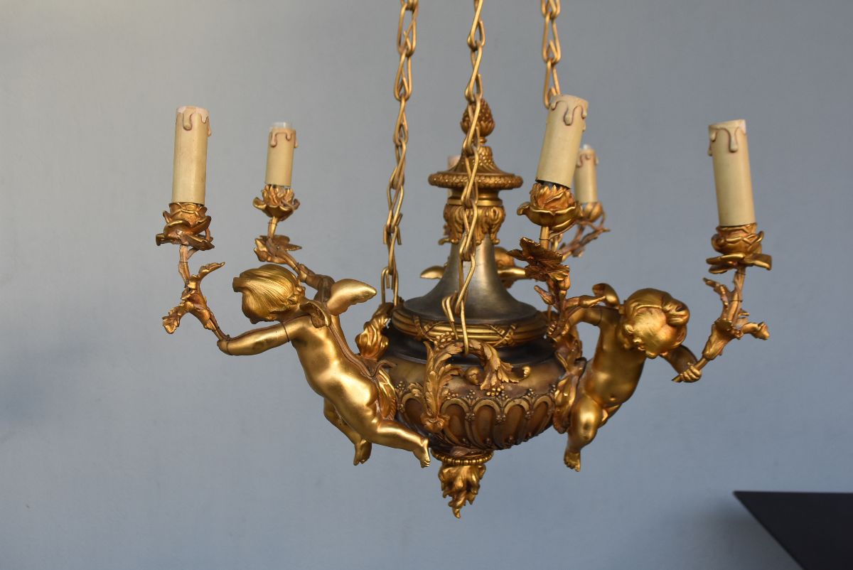 Gilded Bronze Chandelier Napoleon III-photo-4