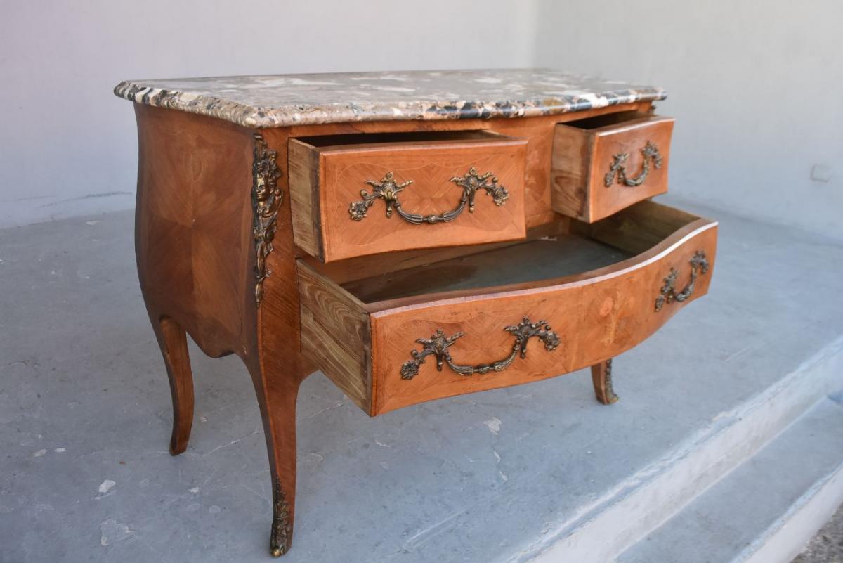 Commode Sauteuse Louis XV Bois De Rose-photo-3