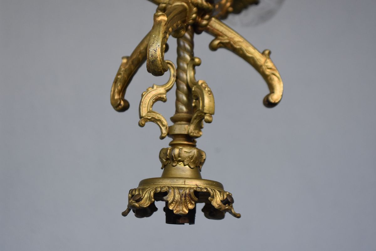 Lustre Au Bébé Bronze Doré Napoléon III -photo-3