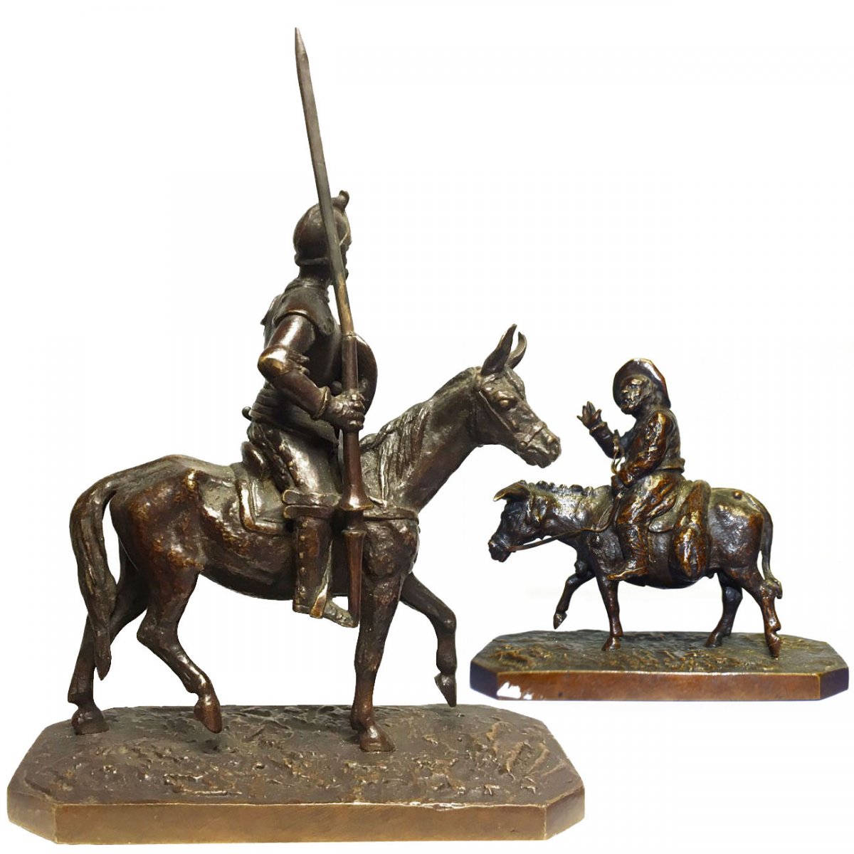 Don Quichotte Et Sancho En Paire Bronze Par Fratin Fin XIXème