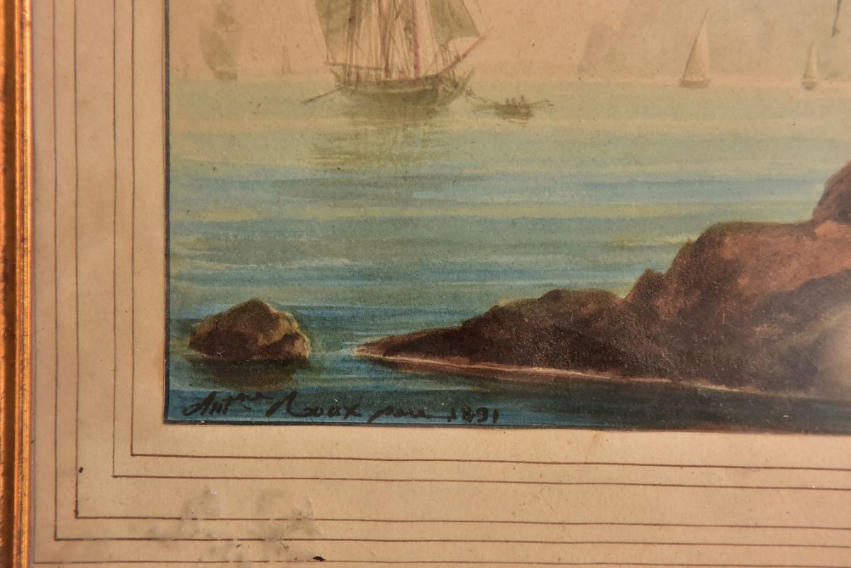 Antoire Roux Père  Marine Bord De Côte Datée 1831-photo-3