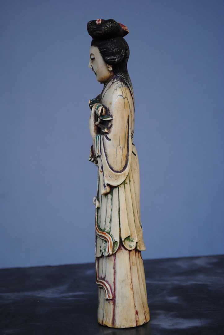 Statuette Japan XIXth Woman With Flowers-photo-1