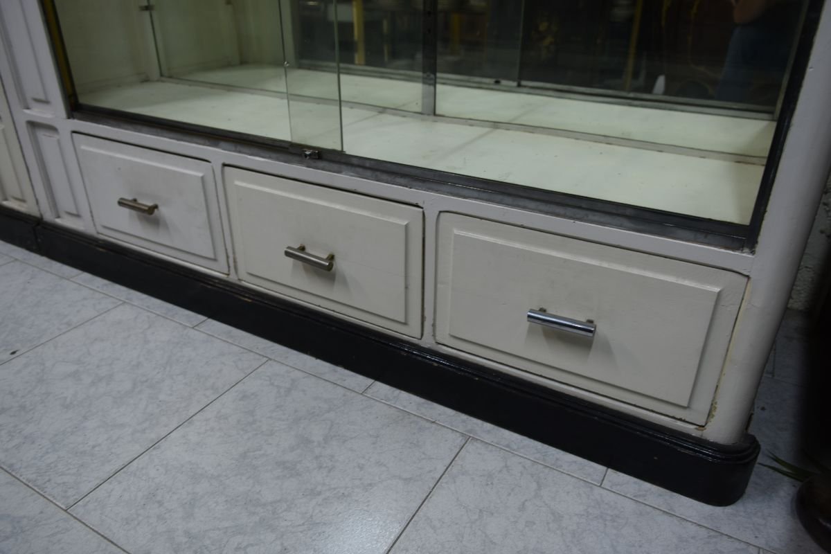 Pair Of Lacquered Store Windows With Sliding Doors 1900s-photo-4