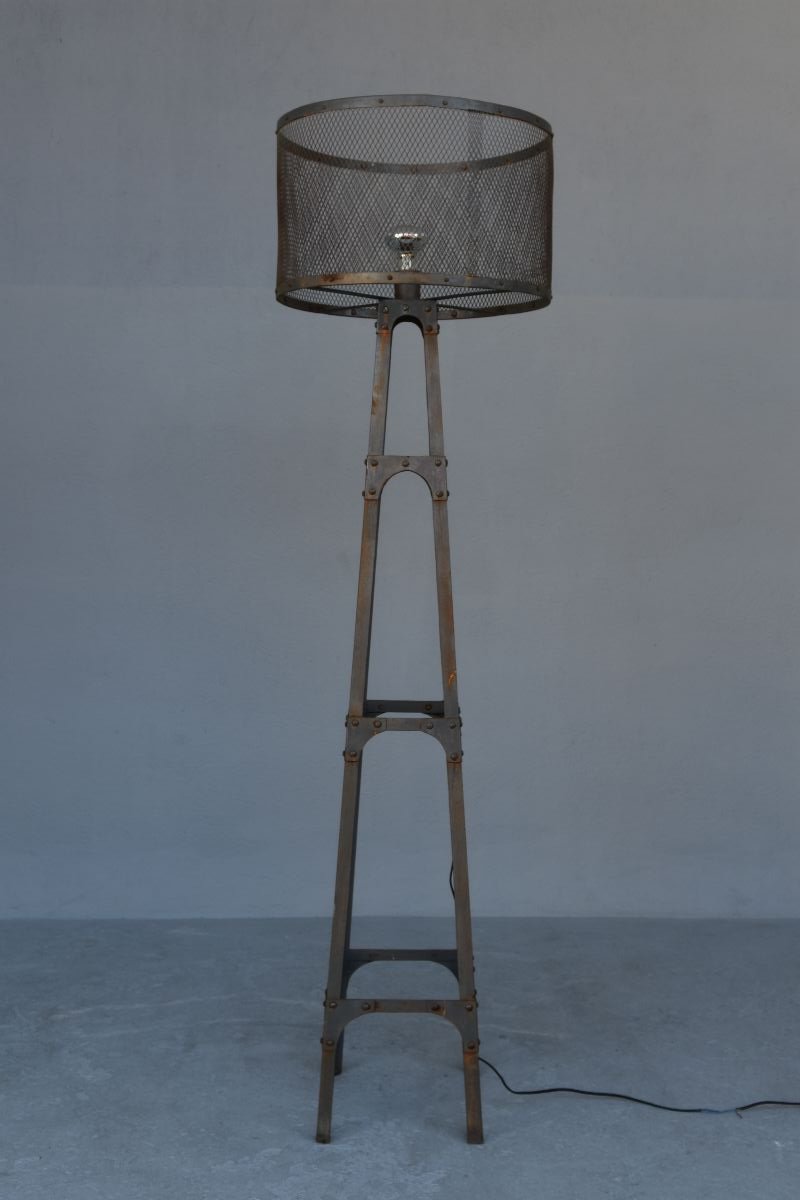 Pair Of Metal Floor Lamp Industrial Vintage Style-photo-2