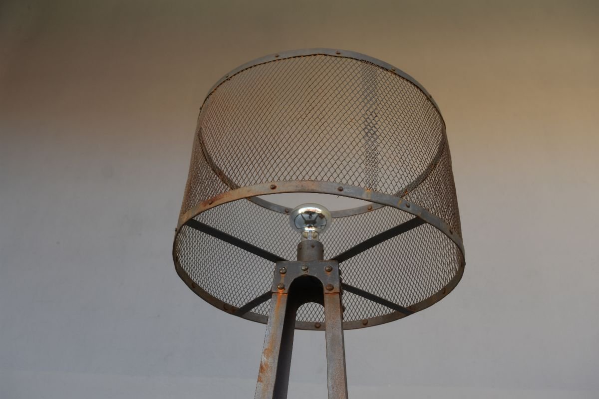 Pair Of Metal Floor Lamp Industrial Vintage Style-photo-4