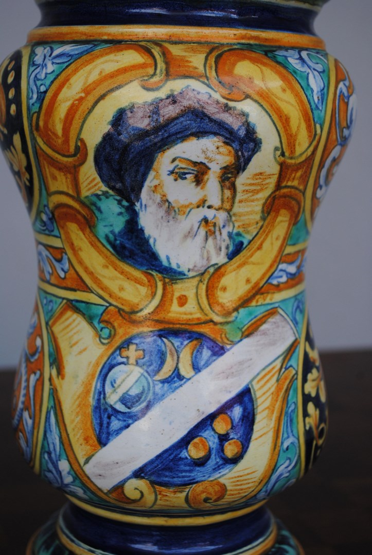 Pair Of Oil Lamps 1880 Italian Majolica-photo-4