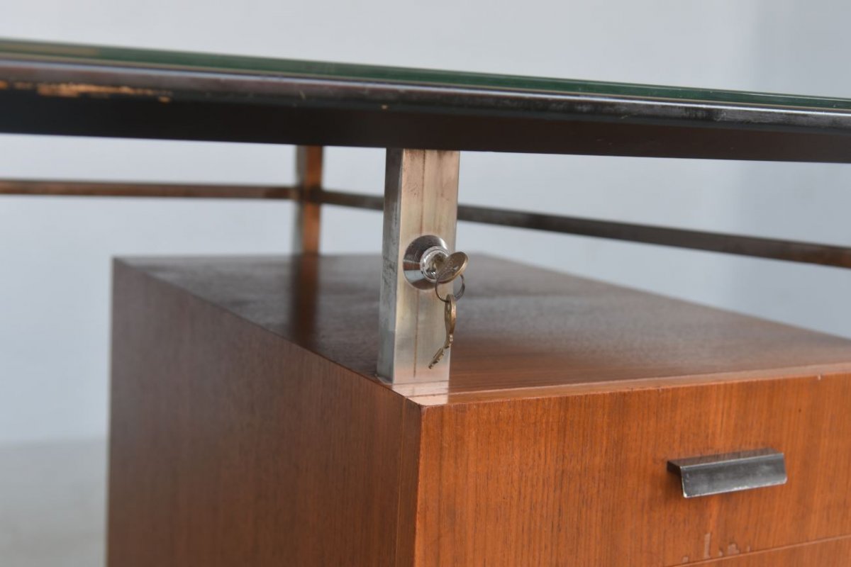 Presidential Desk Rosewood And Chrome 1960s-photo-4