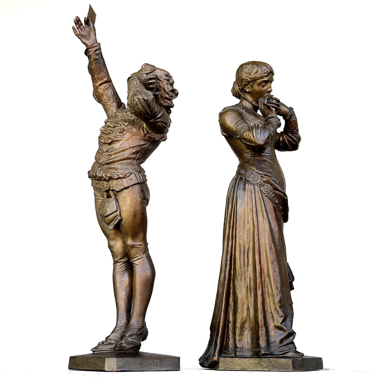 Paire De Bronze De Roméo Et Juliette époque XIXème Par Angelo Cuglierero 1882-photo-2