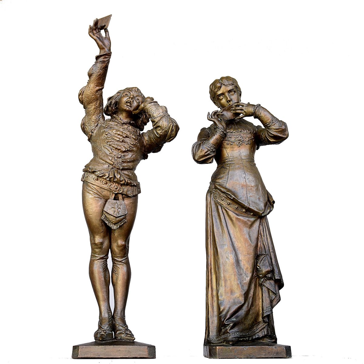 Paire De Bronze De Roméo Et Juliette époque XIXème Par Angelo Cuglierero 1882-photo-4