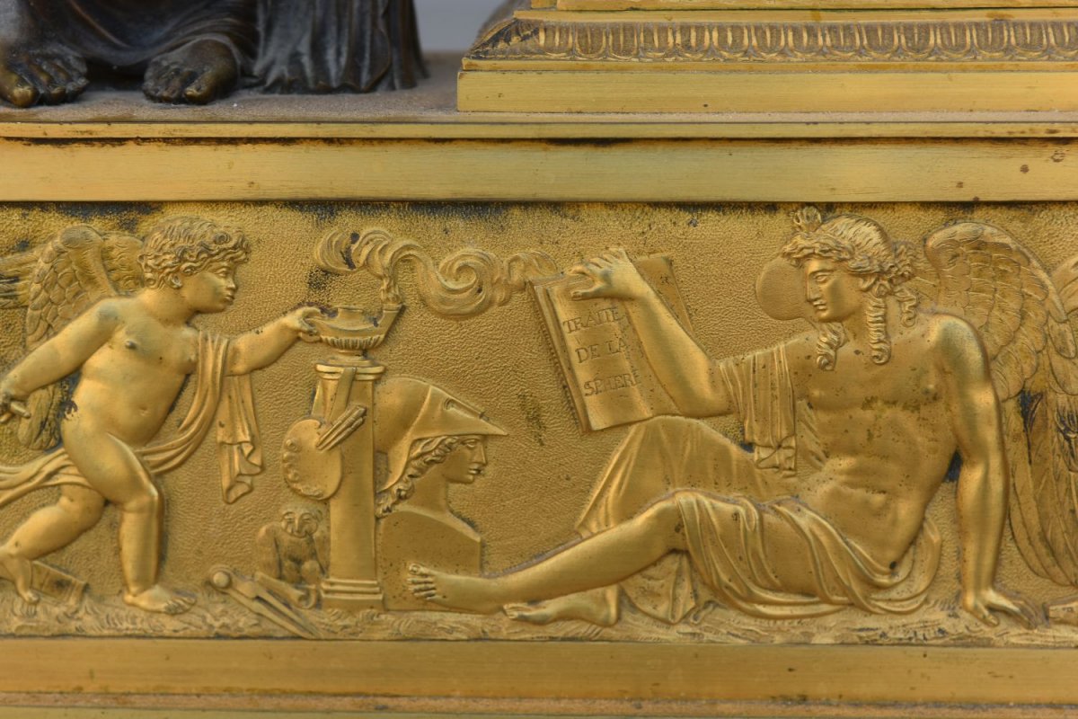 Pendulum Studying National Furniture Empire Period Gilt Bronze-photo-1
