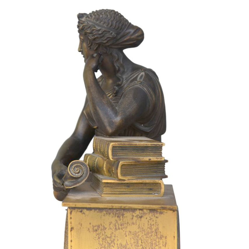 Pendulum Studying National Furniture Empire Period Gilt Bronze-photo-3