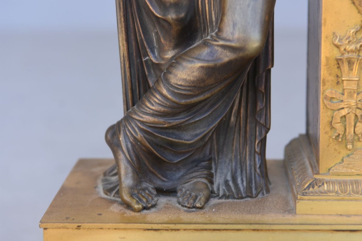 Pendulum Studying National Furniture Empire Period Gilt Bronze-photo-5
