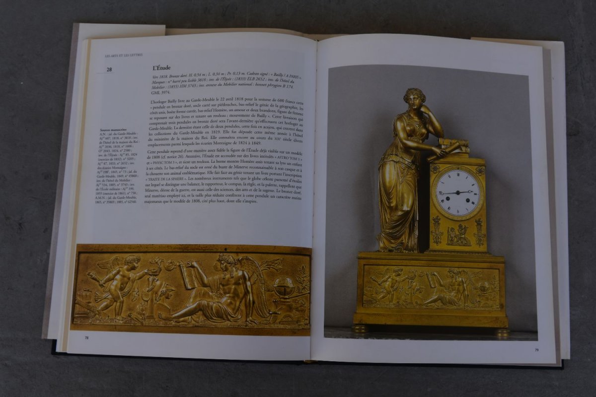 Pendulum Studying National Furniture Empire Period Gilt Bronze-photo-6