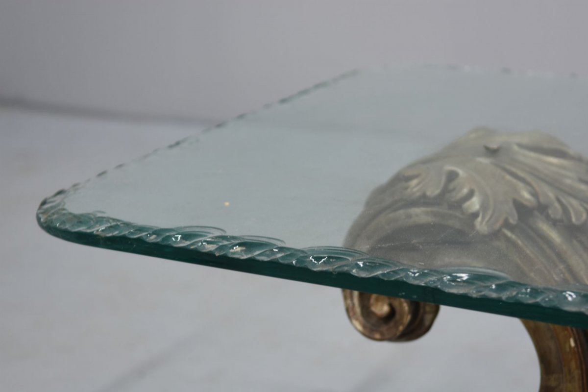 Baroque Coffee Table In Golden And Lacquered Wood-photo-2