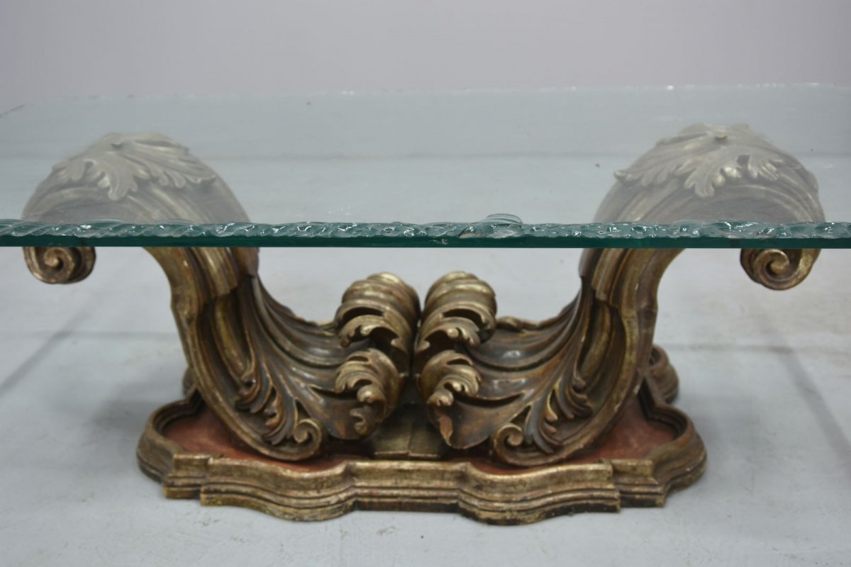 Baroque Coffee Table In Golden And Lacquered Wood-photo-7