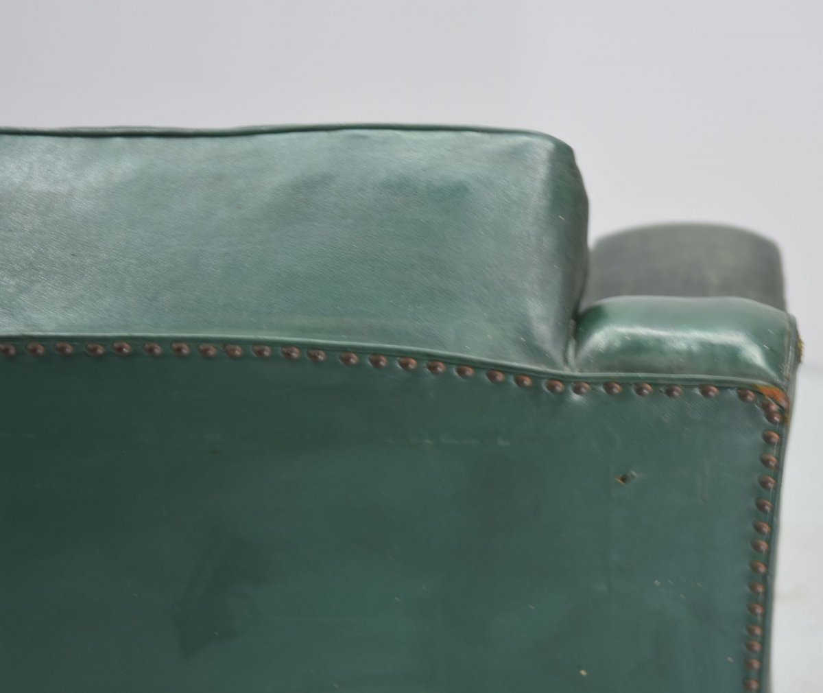 Club Chair In Green Leather Art Deco Period 1940-photo-6