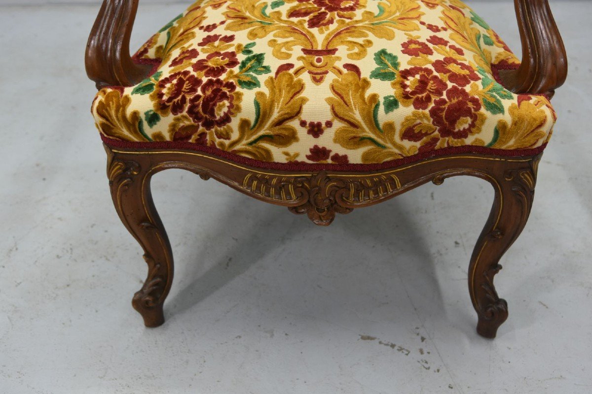 Paire De Fauteuil Noyer Sculptés Style Louis XV Fin XIXèmes-photo-2