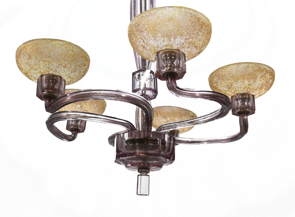 1940s Colored Glass Chandelier-photo-2