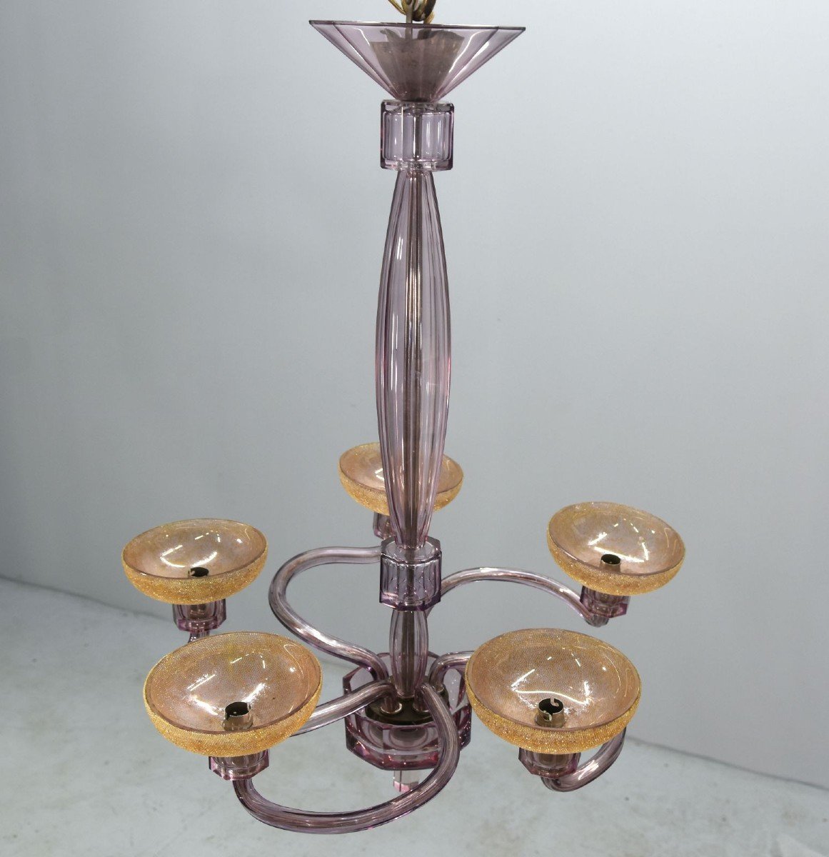 1940s Colored Glass Chandelier-photo-3