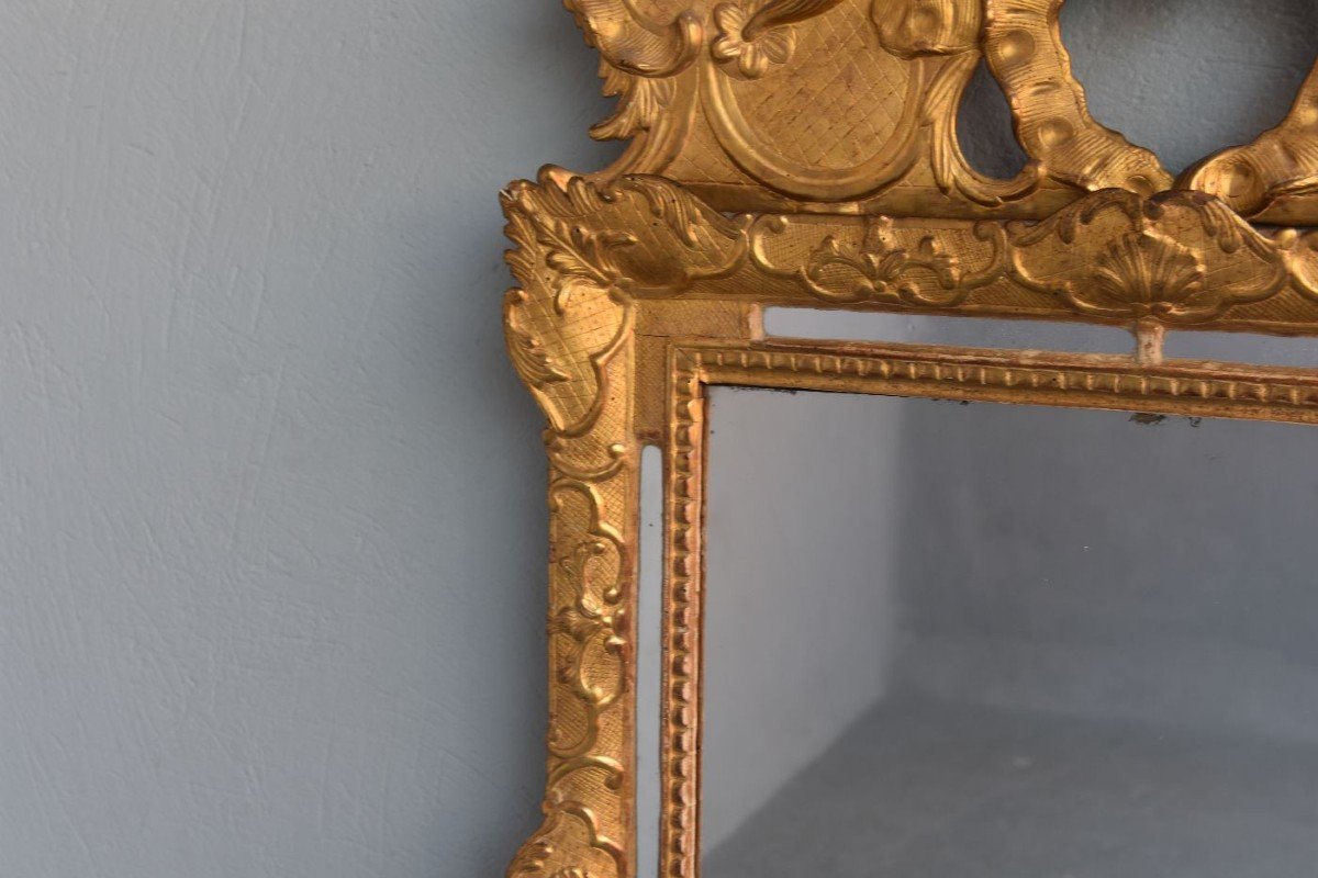 Large Mirror With Pare Close Louis XIV 'eighteenth Time In Golden Wood-photo-4