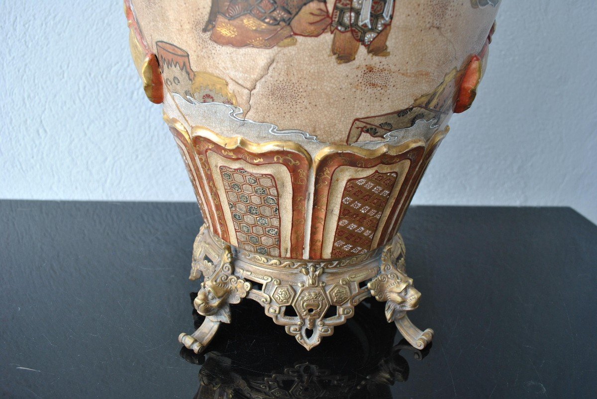 Large Japanese Vase In Satsuma Nineteenth Time-photo-3