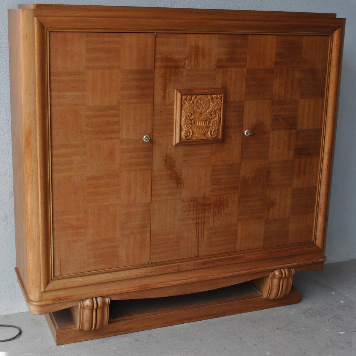 1940s Style High Sideboard In Blond Mahogany Checkered-photo-1