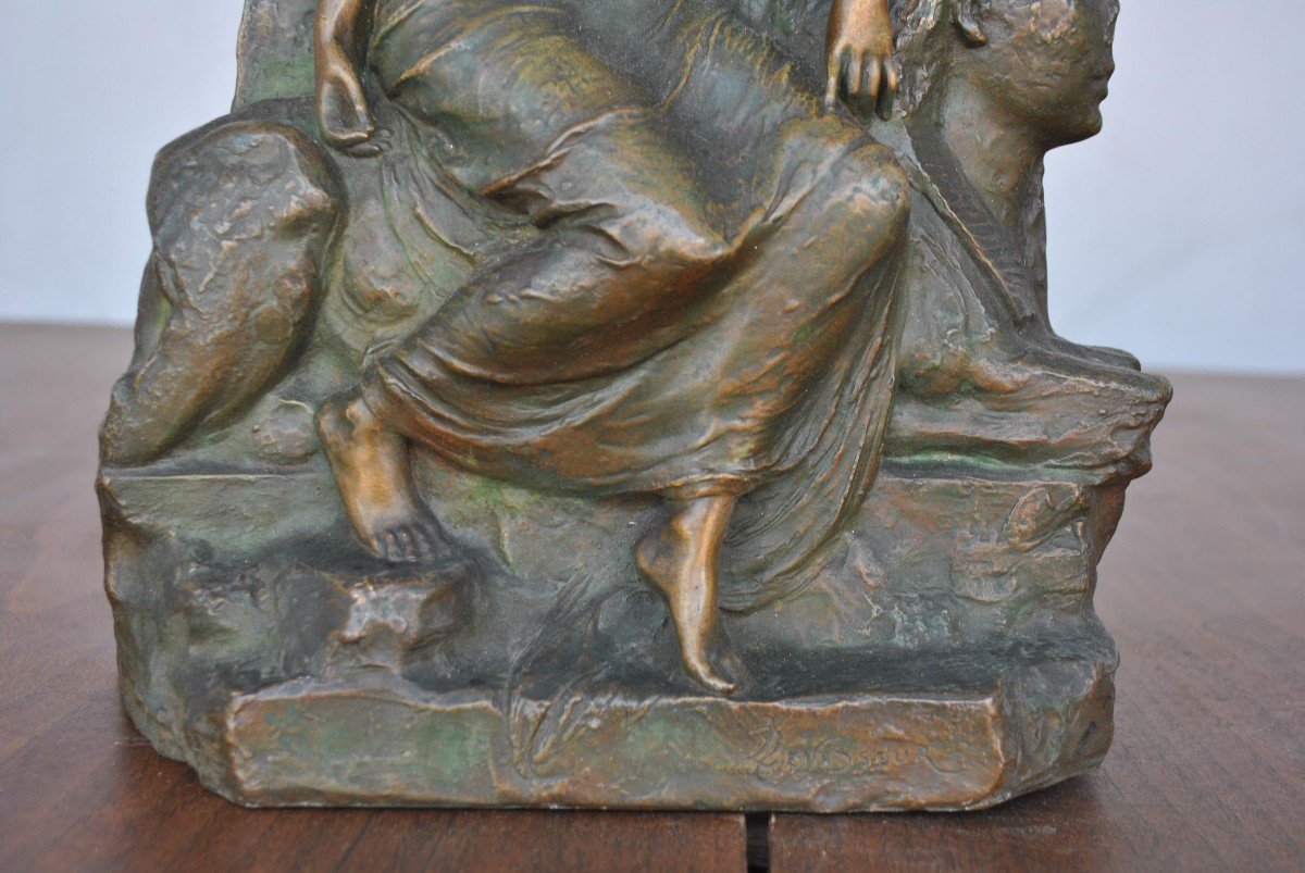 Bas Relief Bronze Legend Of The Ruins Egyptomania Levasseur-photo-3