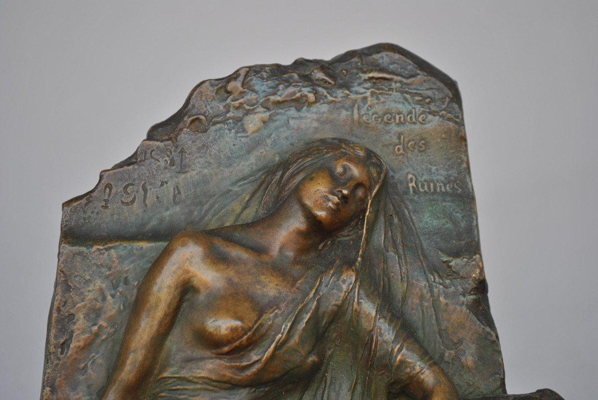 Bas Relief Bronze Legend Of The Ruins Egyptomania Levasseur-photo-1