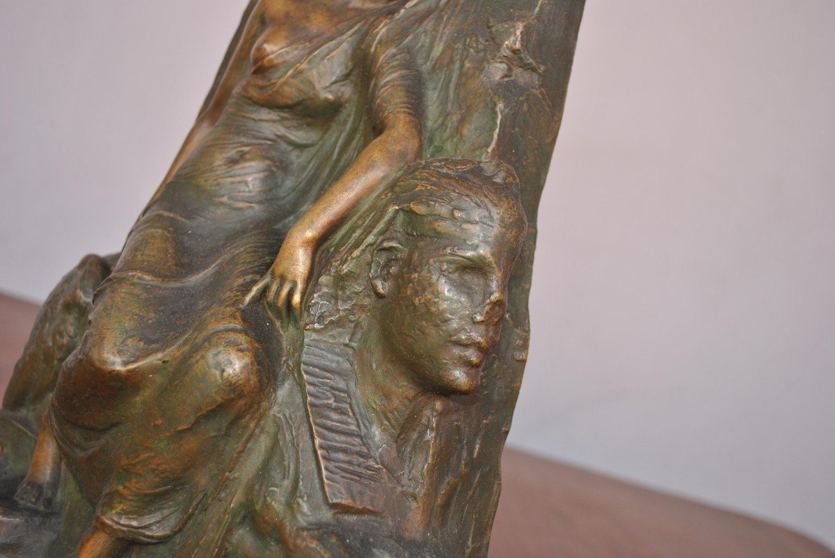 Bas Relief Bronze Legend Of The Ruins Egyptomania Levasseur-photo-4