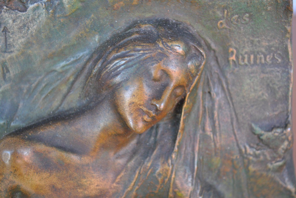 Bas Relief Bronze Legend Of The Ruins Egyptomania Levasseur-photo-7