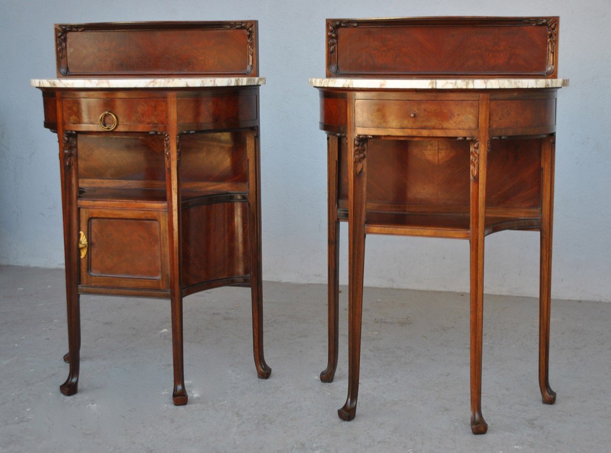 Pair Of Mahogany Bedside Tables 1900 Art Nouveau-photo-1