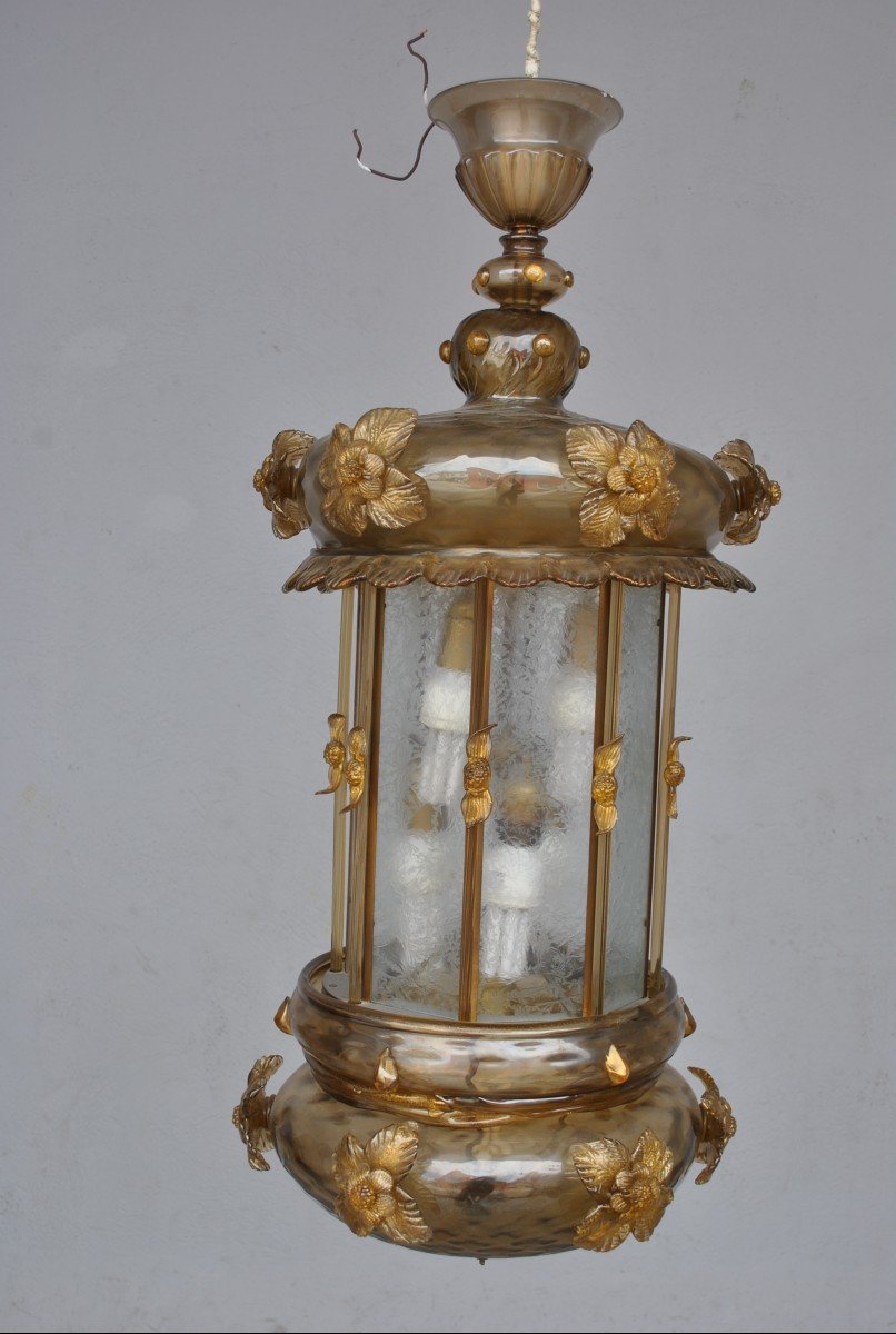 Italian Blown Glass Lantern After Murano-photo-1