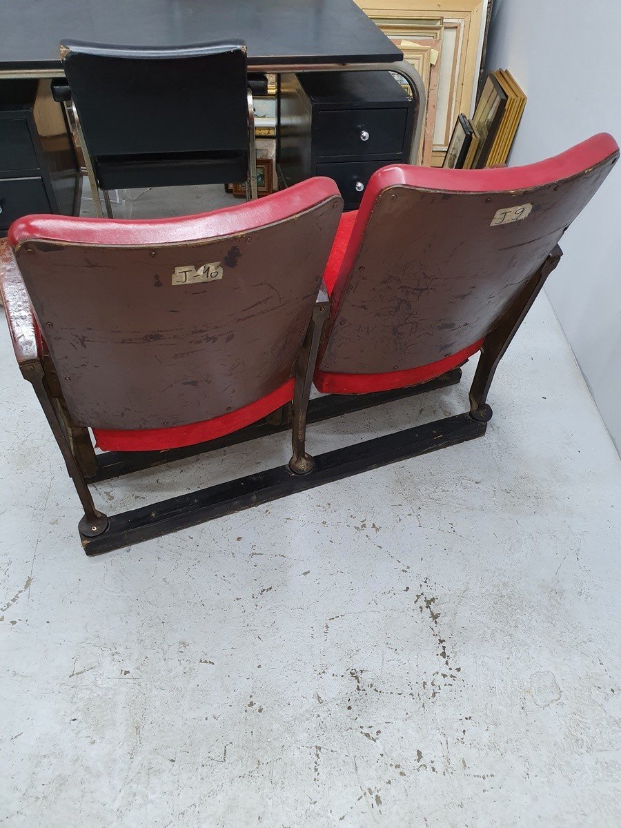 Red Skai And Patinated Cast Iron Show Hall Chairs-photo-4