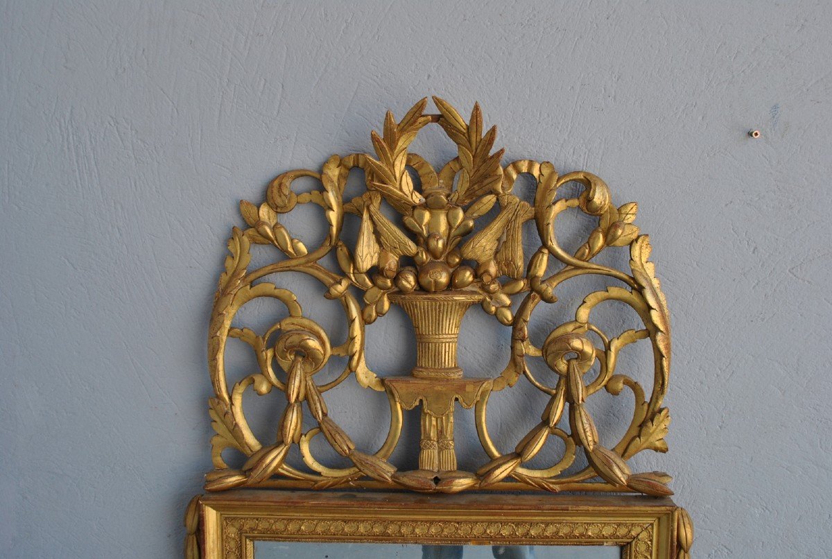 Miroir En Bois Doré Louis XVI époque XIXème-photo-2