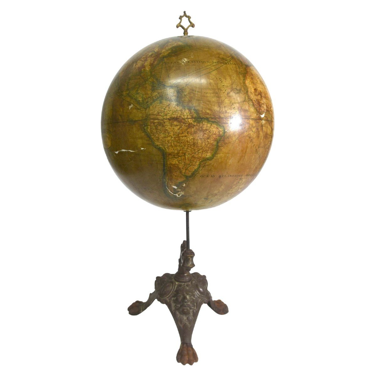 Terrestrial Globe Girard And Box Base Cast Iron Nineteenth-photo-5