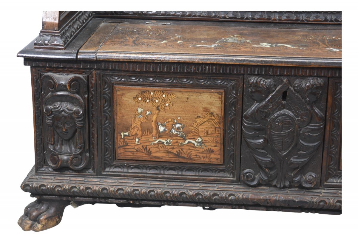 Florentine Chest Bench With Inlays Late Nineteenth Time-photo-2