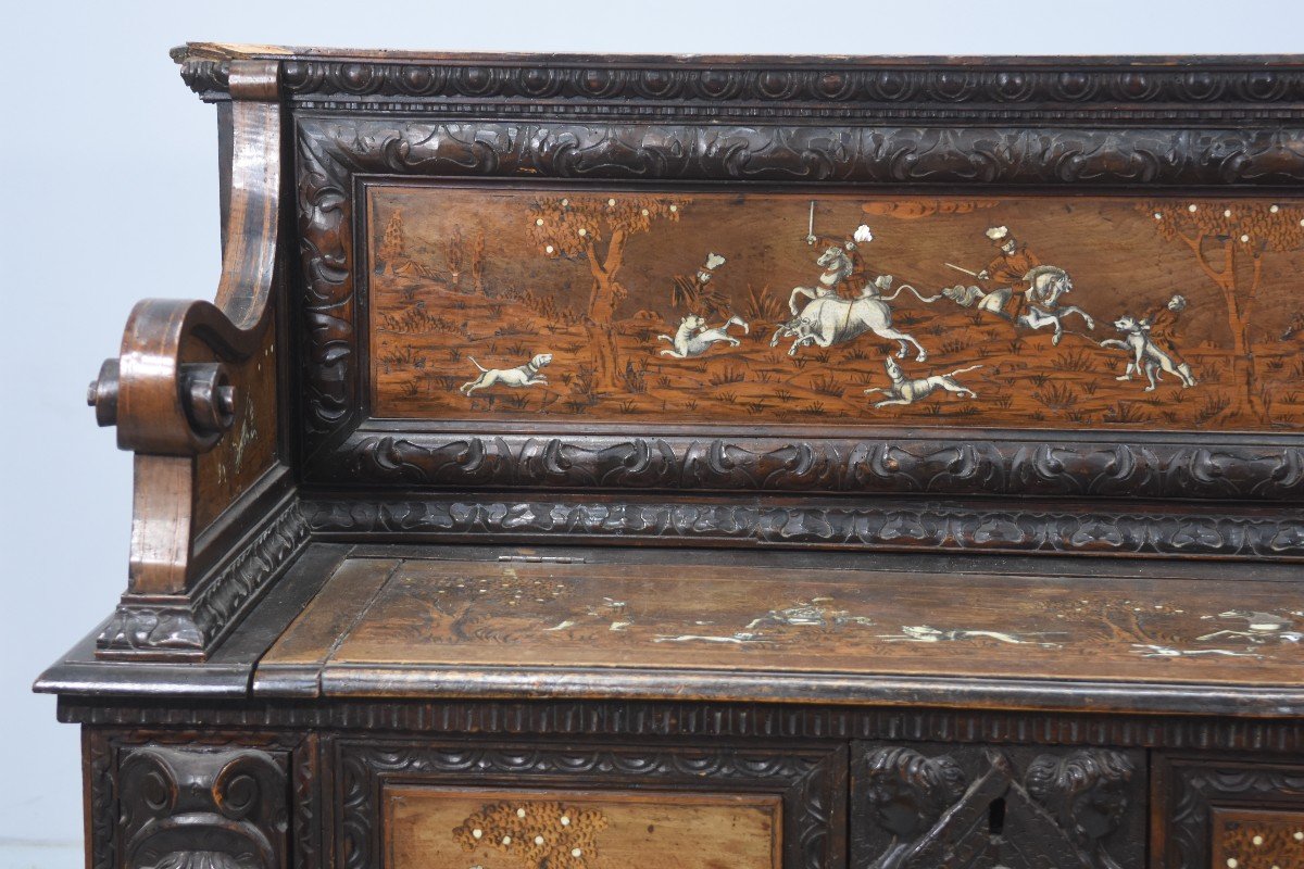 Florentine Chest Bench With Inlays Late Nineteenth Time-photo-3