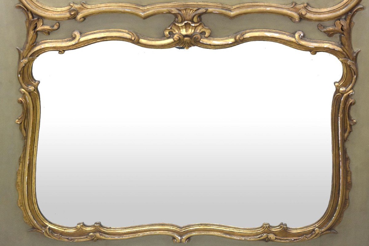 Louis XV Style Golden Lacquered Trumeau 1900s-photo-3