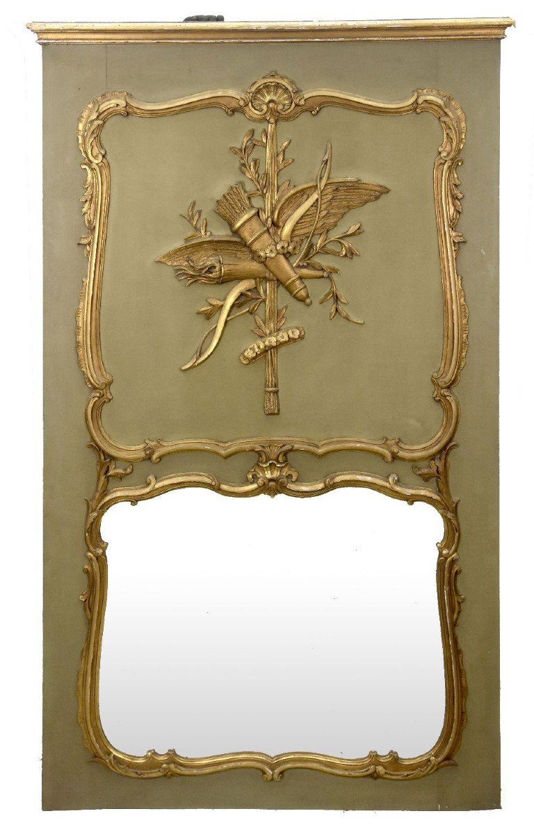 Trumeau En Bois Laqué Doré De Style Louis XV époque 1900 