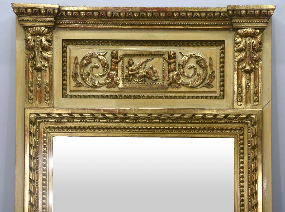 Piedmontese Trumeau In Carved And Gilded Wood Late Eighteenth Early Nineteenth-photo-2