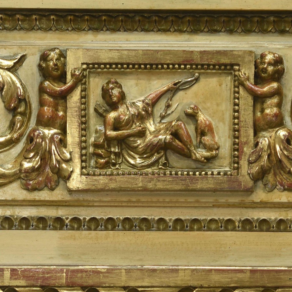 Piedmontese Trumeau In Carved And Gilded Wood Late Eighteenth Early Nineteenth-photo-1