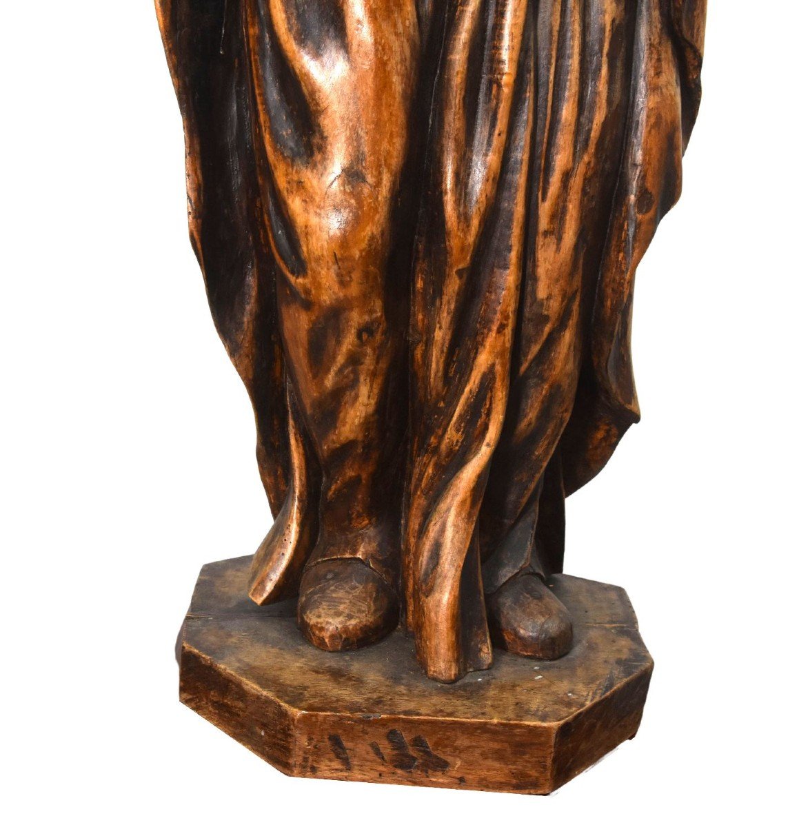 Pair Of Wooden Sculptures Representing 2 Bishops-photo-2