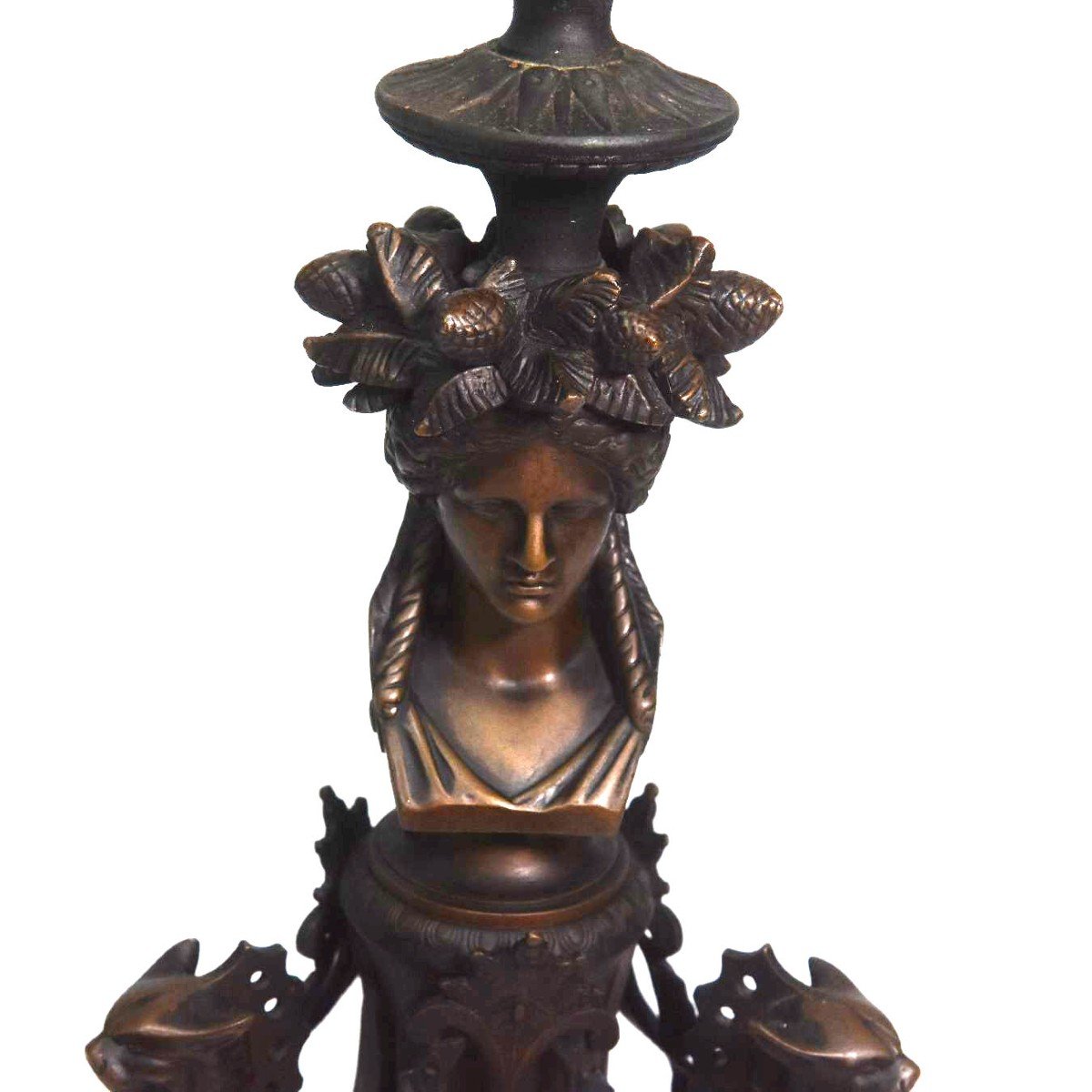 Bronze Candelabra Signed By Barbedienne Nineteenth (pair)-photo-4